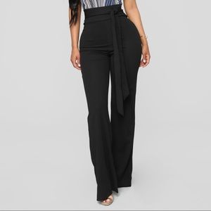 Fashion Nova Black Belted Pants